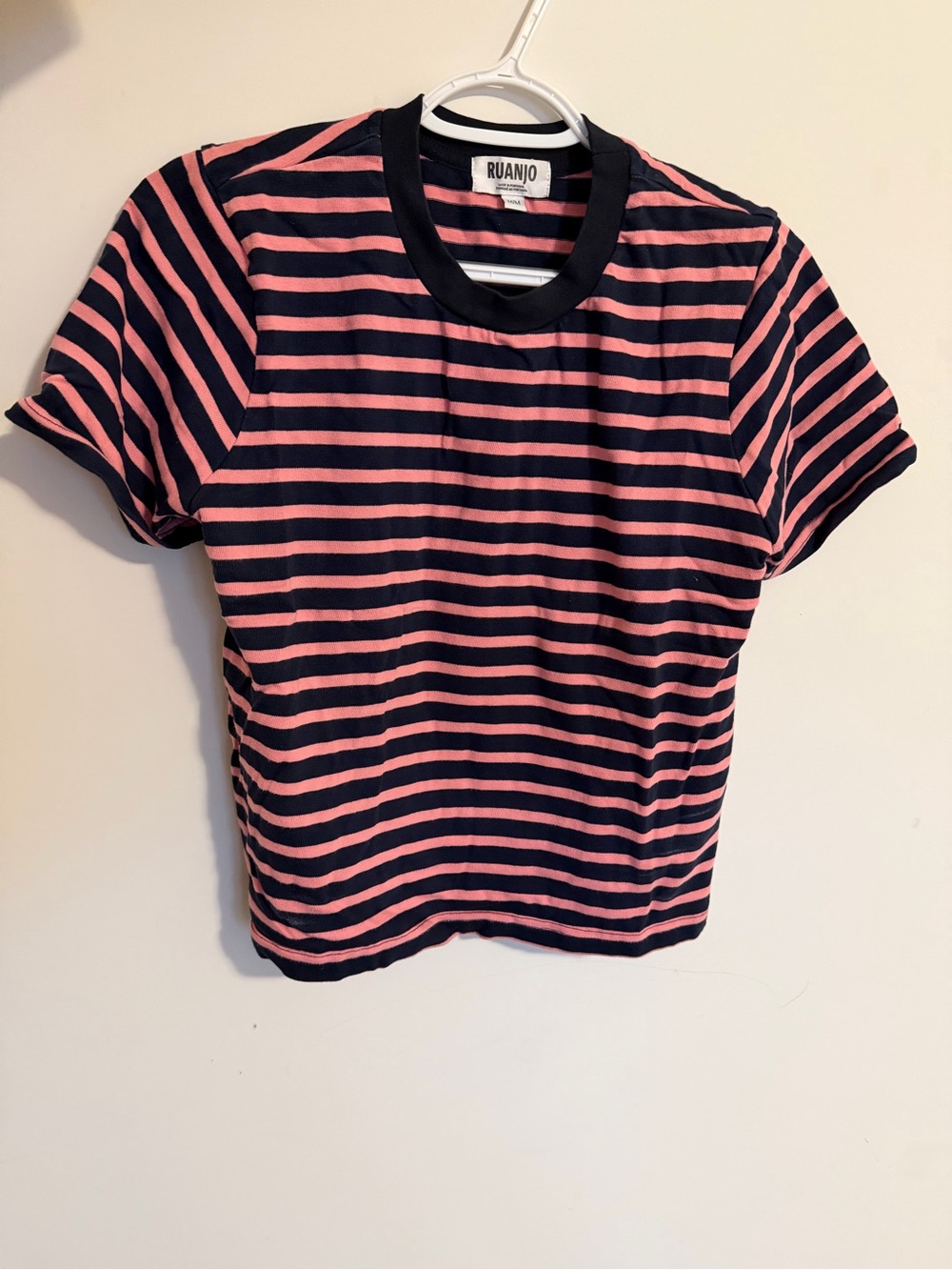 Short Sleeve Stripe Tee in Pink & Black